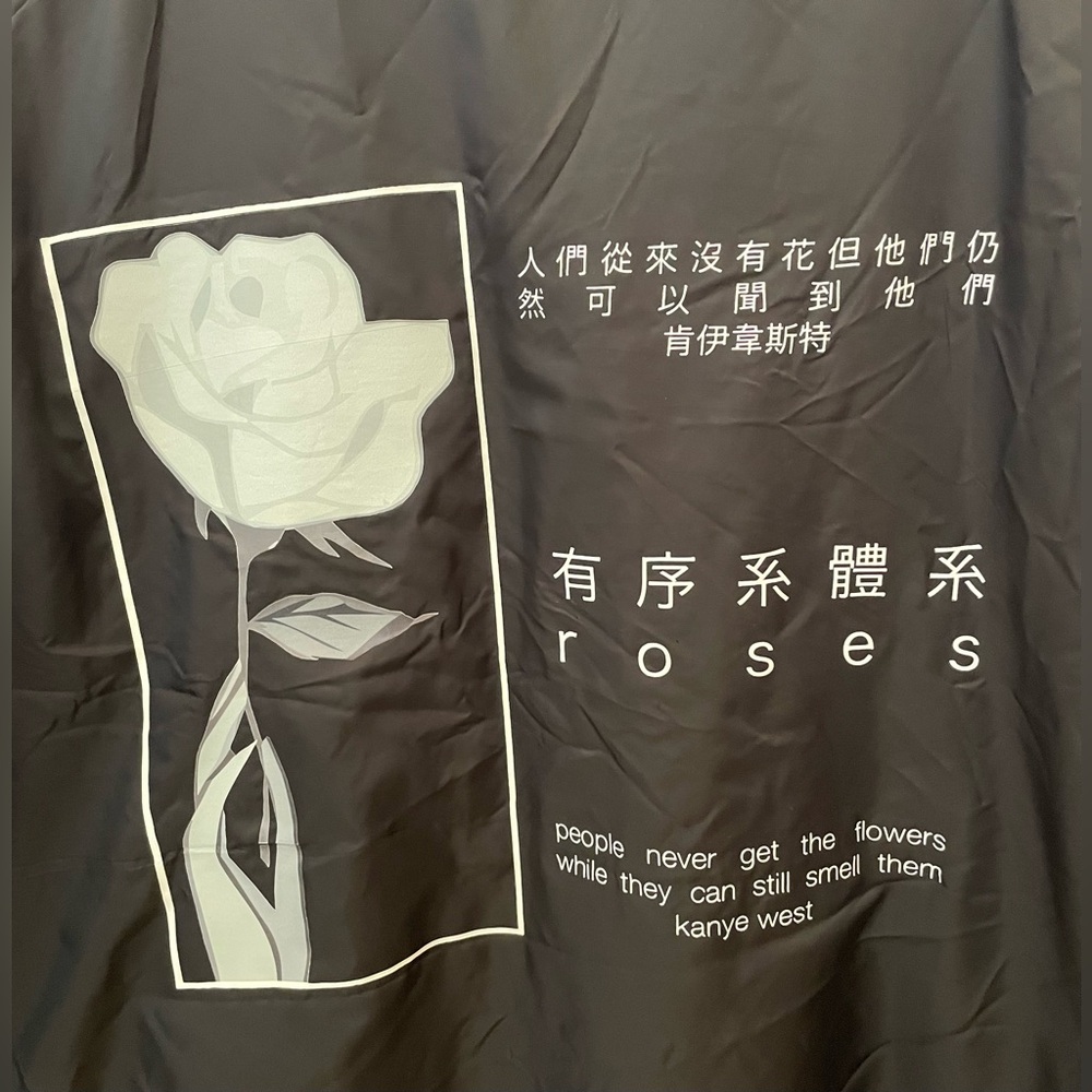 Kanye jacket nylon Harriton XL black lightweight roses design unisex rare